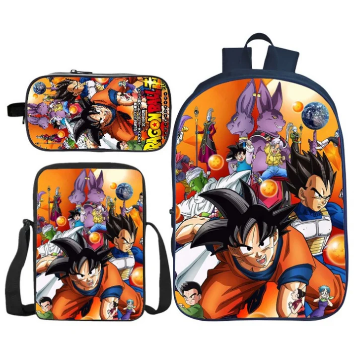 3pcs/Set Dragon Ball Z Son Goku Anime School Bags Backpacks Kids