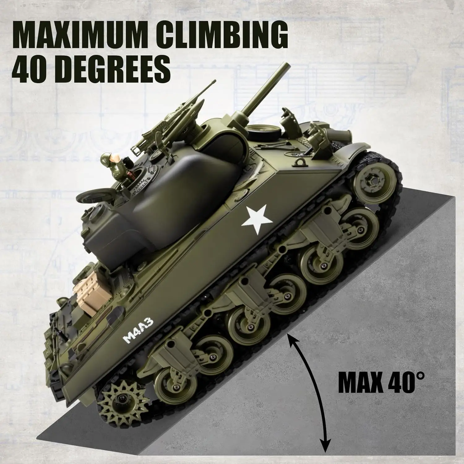 Tank Télécommandé Tir BB Char RC 1/18 M412 - Tank Télécommandé Combat Avec Tir BB | Véhicule Militaire Adulte/Enfant Char Télécommandé