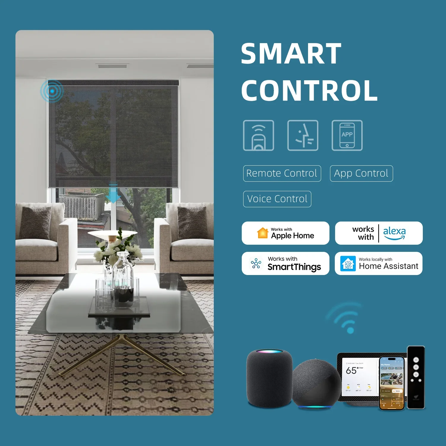 Home Integration Homekit Matter Compliant Battery Motorized Blackout Roller Blind