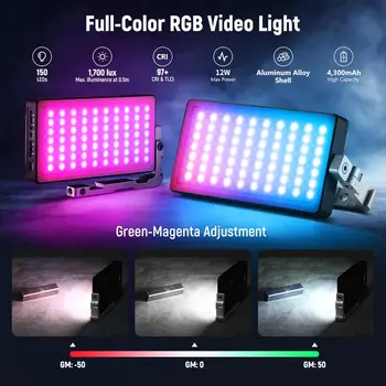 NEEWER RGB Video Light, 2500-10000K CRI97+ On Camera Selfie Light with App & 2.4G Control, 18 Light Scenes, 4300mAh Battery for detail image