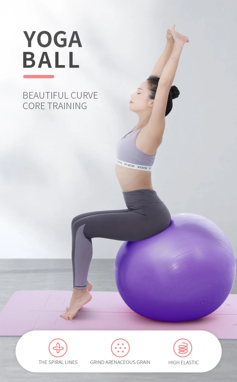 2022 Custom Logo Anti Burst Big Core Pilates Wholesale Exercise Fitness Gym 45cm 55cm 65cm 75cm PVC Yoga Ball