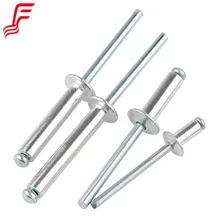 Din Standard Galvanized Finish Open Type Flat Head Solid Pop Rivets Steel Blind Rivets with Dome Open End