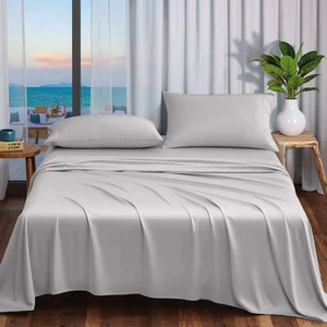 Wholesale Custom 300TC Bamboo Sheets Modern Knitted Soft Cooling Breathable Fitted Bedding Set 100% Organic Material