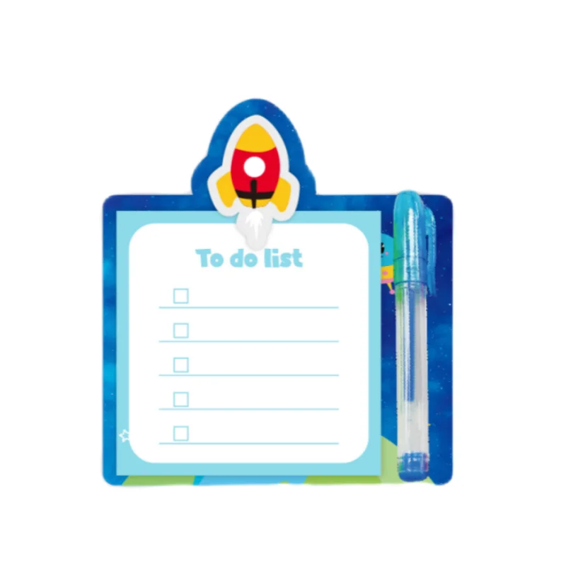 Portable Durable Mini Acrylic Clipboard With Cute Animal Design To-Do List Pad and Colorful Gel Pen for Kids Home School Use