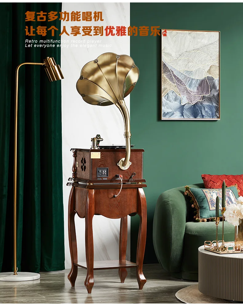 Retro Style 3 Speed Phonograph Turntable Vinyl Record Player Gramophone