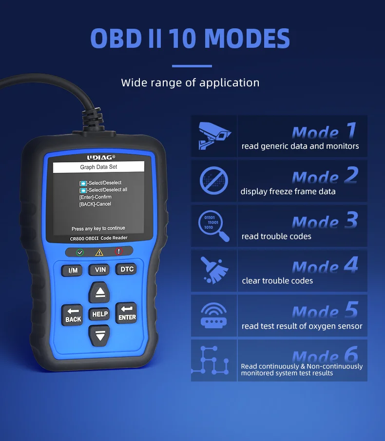 Udiag Cr800 Classic Enhanced Universal Obd2 Scanner Car Engine Fault