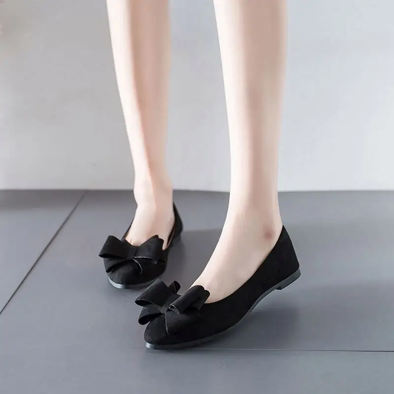 New Trend Cheap Wholesale Ladies Fashion Flat Bowknot Ballet Flats Dress  Comfortable Pu Leather Slip on Shoes for Women