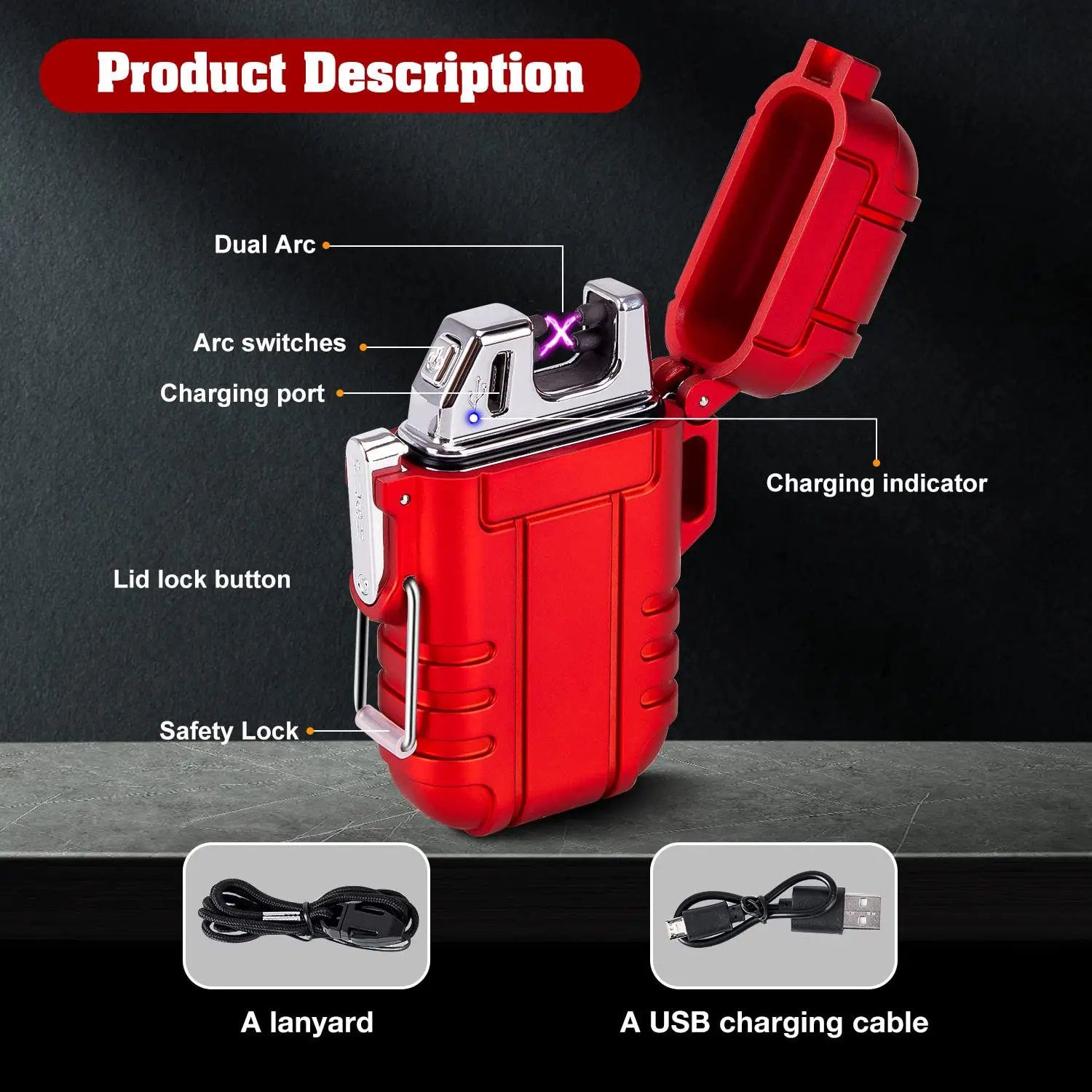 Accendino Elettrico USB Ricaricabile Nizirioo - Antivento E Impermeabile - Collo Flessibile - 2