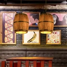 Ceiling Wood Wine Barrel Lamp Hanging Fixture LED Bulb Pendant Downlight For Bar Cafe Atomasphere Restaurant Chandelier