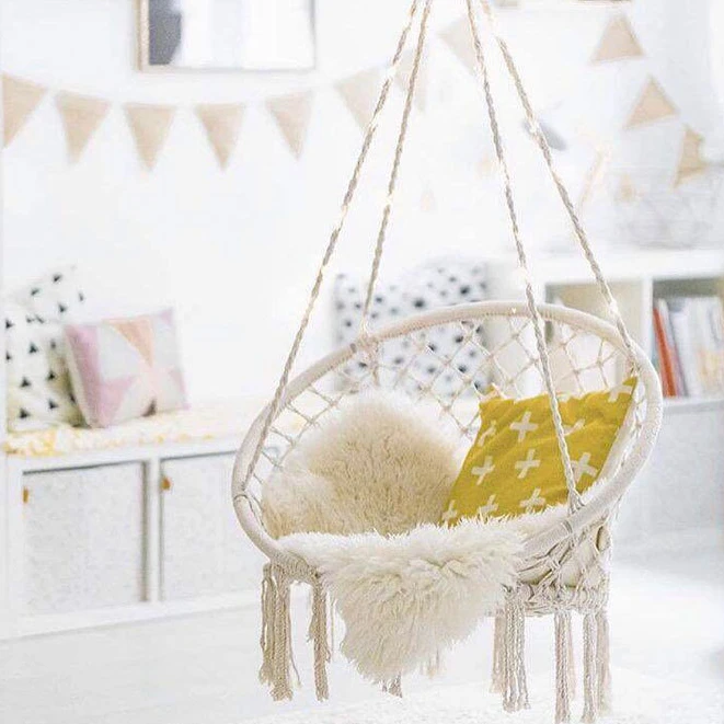 Hamaca De Macramé Hecha A Mano Para Niños Y Adultos,Columpio Para  Interiores Y Exteriores,Decoración De Patio,Colgante Con Borlas Y Flecos -  Buy Silla De Oscilación Hamaca Silla De Bebé De Algodón Cuerda