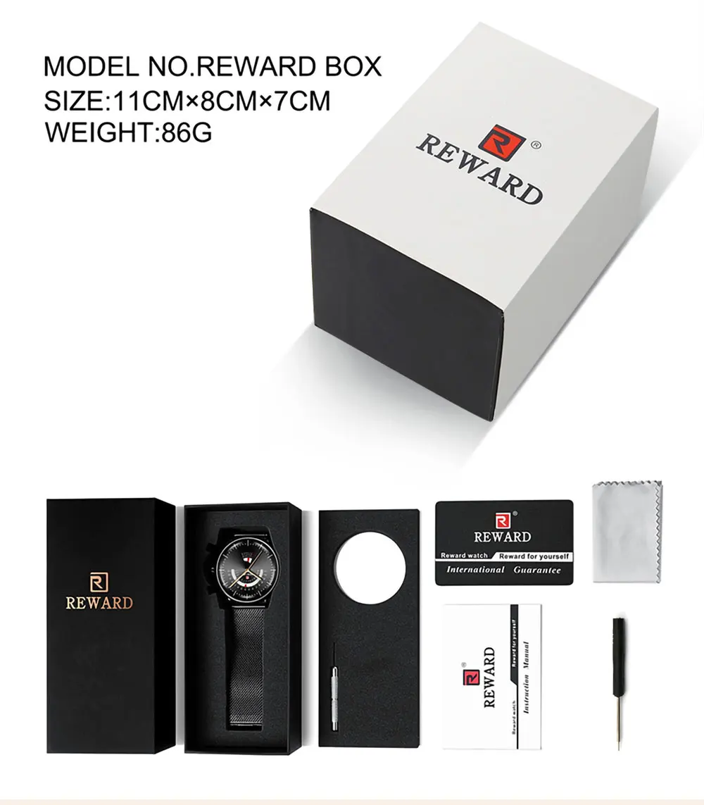 REWARD Watch for Women Wrist Watches Top Brand Quartz Movement Grid Dial Clock Stainless Steel Wristwatches