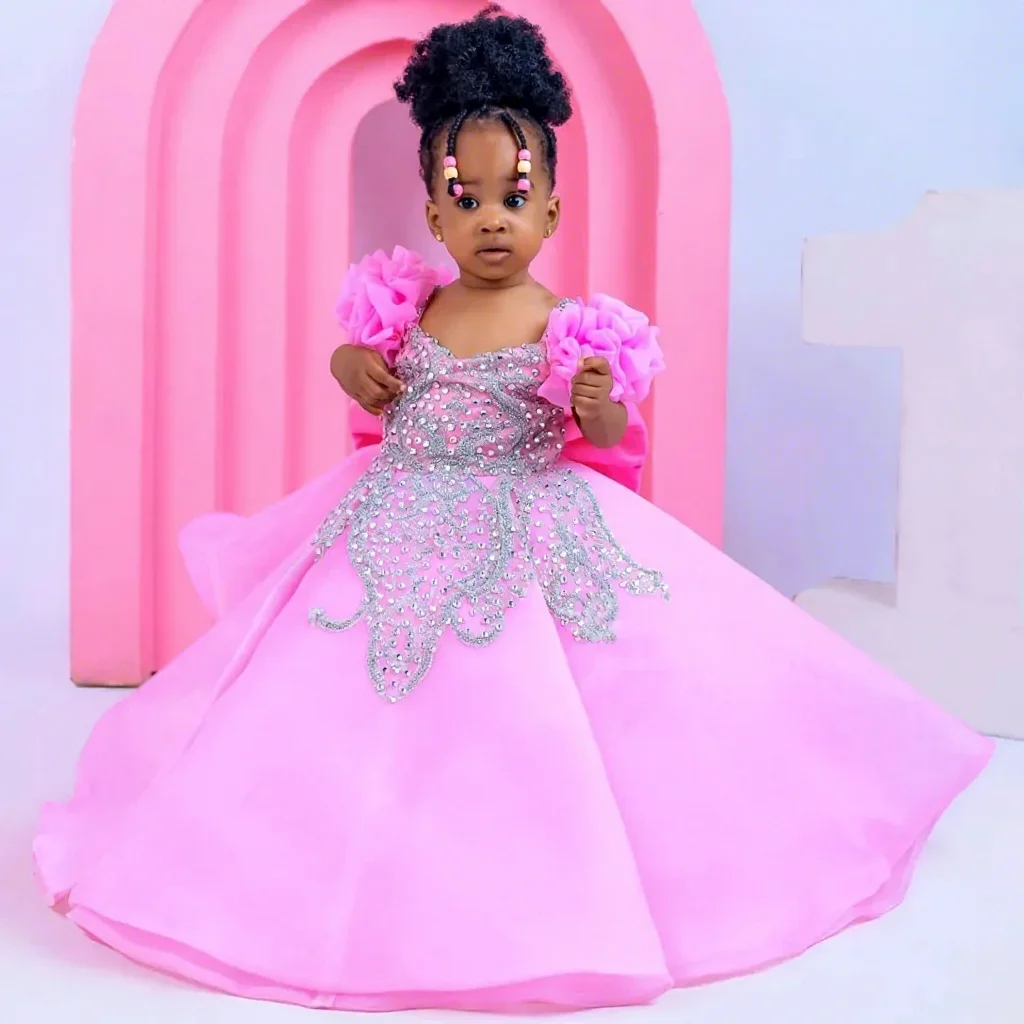 Customized Luxury Flower Girl Dress for Wedding Appliques Crystal Floor  Length Gorgeous Kids Birthday Party Pageant Prom Gown| Alibaba.com
