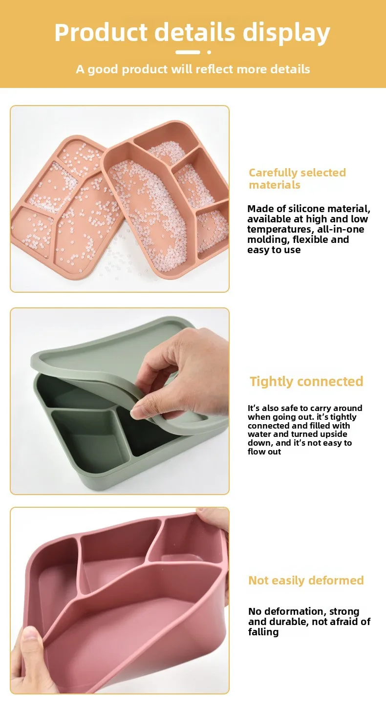 Sealed Large Capacity Silicone Lunch Box Fresh-keeping Bento Box with Four Compartment Microwave Heatable Food Container supplier