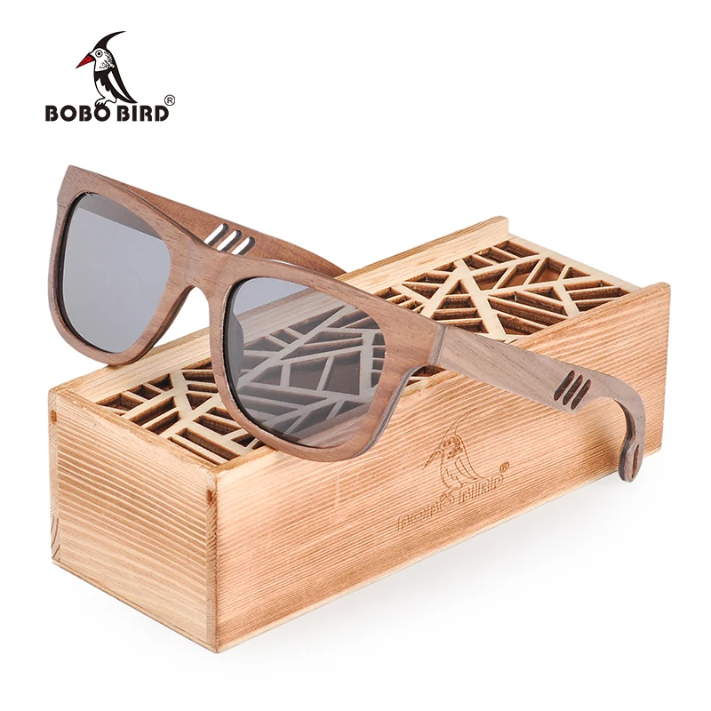 Quickshipment BOBO BIRD Handmade Anti UV Polarized Wooden Sunglasses for Women Custom Logo for Men