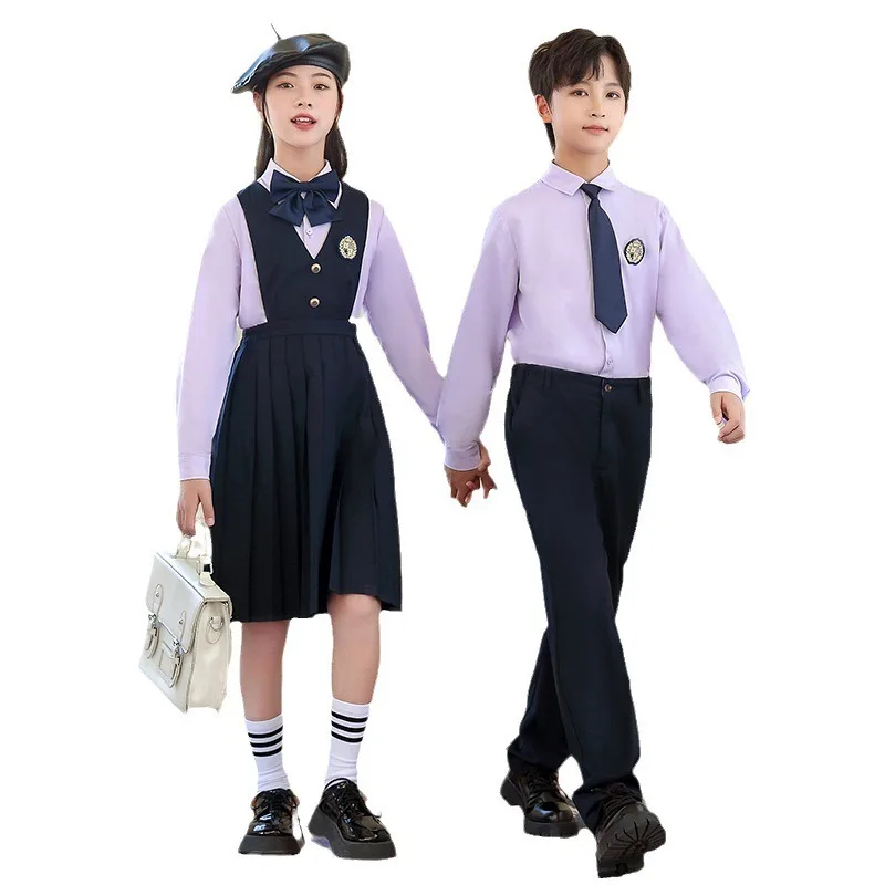 Cheap Bulk School Uniforms Models Trade Cotton Long Sleeve Shirt English School Uniform