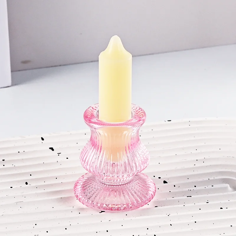 product portable glass candle holder for candlestick wedding home decoration table suitable for both sides candle holders-11