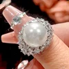 adjustable size White support white pearl ring
