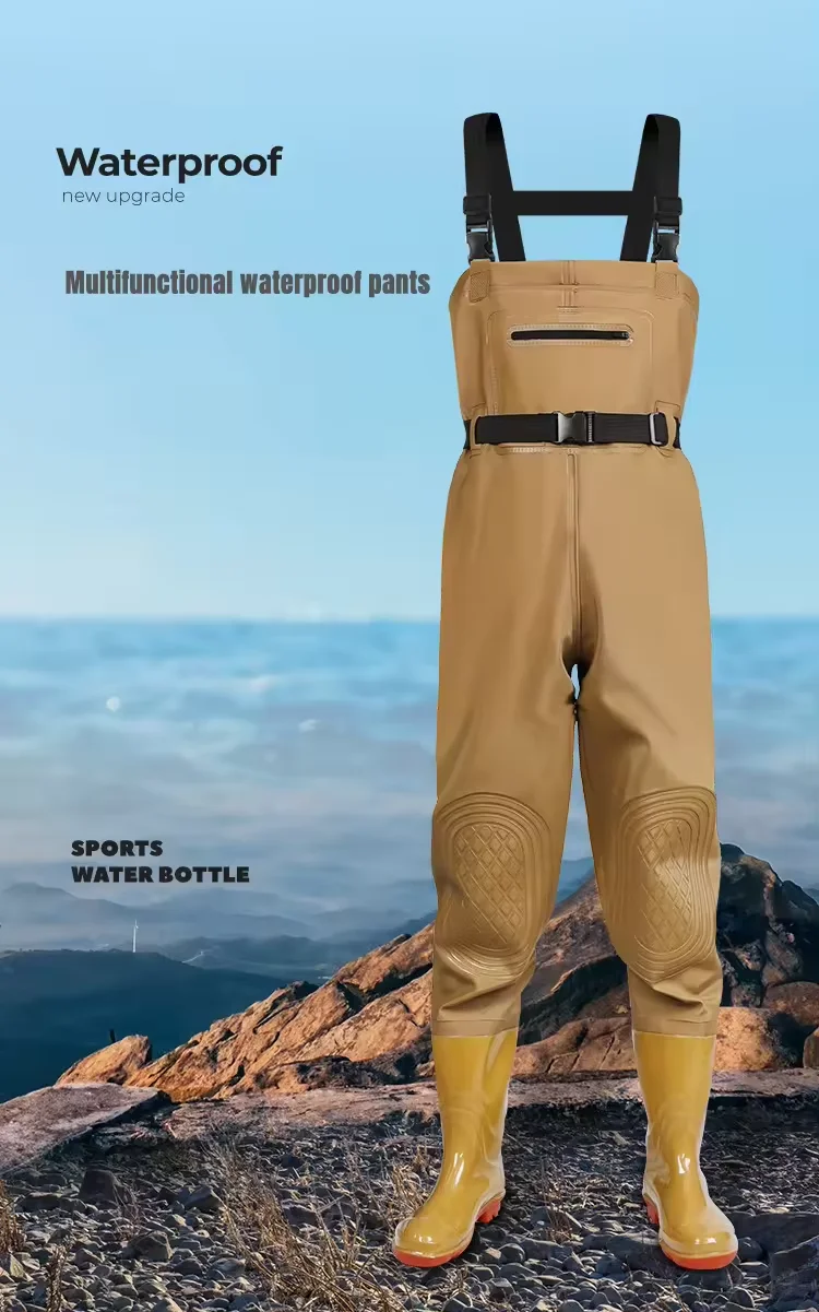 Custom Wholesale Thickened PVC Fishing Chest Waders Waterproof Fly Fishing Waders Custom Thigh Fishi