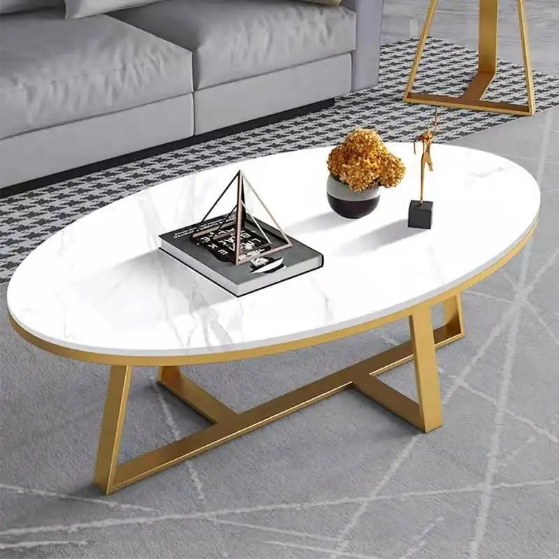 Cheap Metal Center Table Set with Marble Top Mesa De Centro