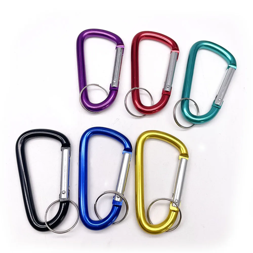 BT-A88 6pcs Round 78mm Karabiner Custom Logo Keychain Aluminum Hooks With Key Ring Carabiner D Clip 3" Gold Carabiner