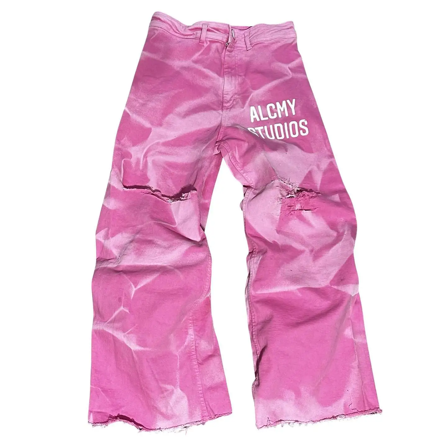 Custom Hip Hop Streetwear Unisex Print Ripped Acid Wash Baggy Oversized Straight Wide Leg Flared Jean Trouser Denim Pant for Men gallery 6