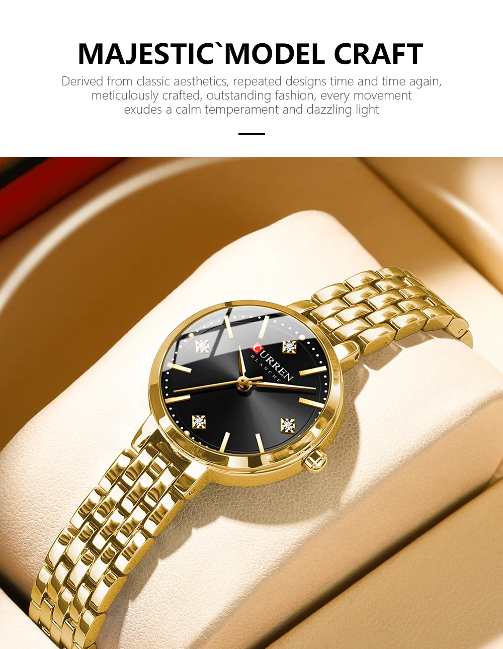 Curren 9106 Fashion Golden Quartz Wristwatch Stainless Steel Waterproof Women's Watches Original Luxury Ladies Watch for Women