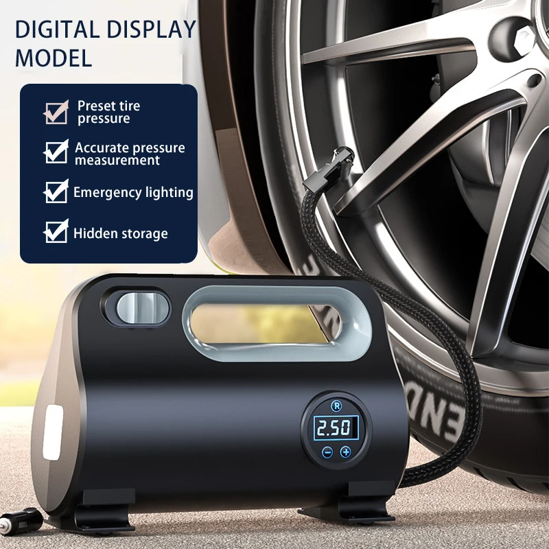 150psi Black Digital Tire Inflator Portable Tire Pump Mini Small Car Air Compressor LED Display Car Air Compressor Tire Inflator - view 5