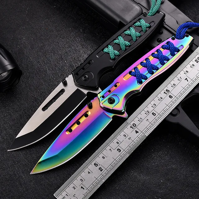 European American Market Portable Mini Folding Knife Stainless Steel Steel Handle Rope Tie for Outdoor DIY Field Survival