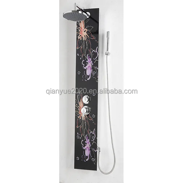 Glass Shower panel Bathroom wall mounted shower faucet mixer sanitary ware Shower column