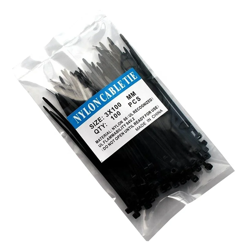 100 Stück Schwarze Nylon-Kabelbinder, 15,2 Cm – Selbstsichernd Für Kabelorganisation – UV-beständig