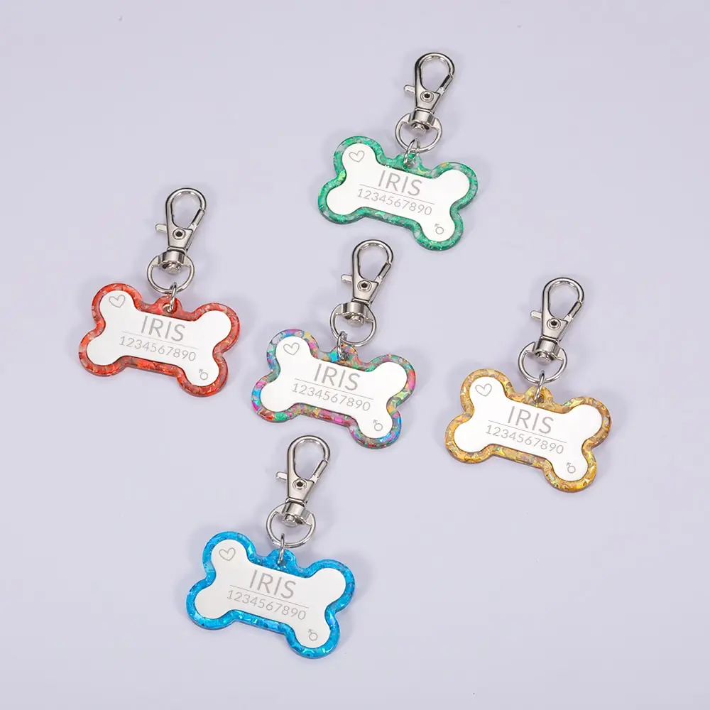 Акриловая идентификационная бирка для домашних животных, персонализированный яркий ошейник для собак и кошек, аксессуары для домашних животных, бирка с именем бесплатно, индивидуальные идентификационные бирки для домашних животных