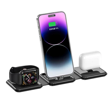 3 in 1 Smart 15W Fast Wireless Charger for iPhone 16/15/14/13 Strong Magnetic Smartwatch Charger 10W for Airpods 2 Made of PC