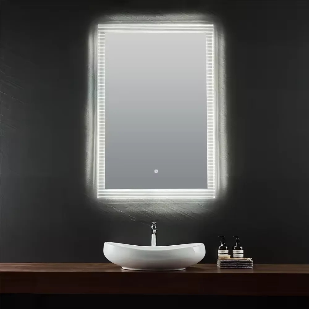 Hot sell Design Hotel Modern Customized Frame Luxury Wall Hung Bathroom LED Mirror Affordable Wall Mirror with Wholesale