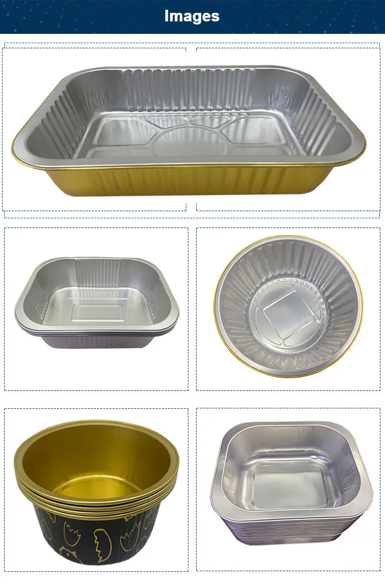 Disposable Rectangular Aluminum Foil Container with Lids Aluminum Take Out Container Food Box
