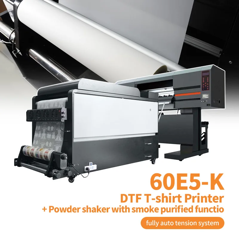 five head dtf T-shirt  transfer film DTF printer with 5 Epson i3200 print heads with powder recir function shaker