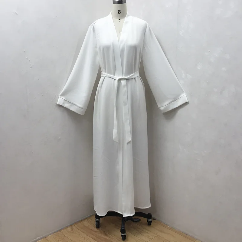 Abayah For Women Dubai Chic Solid Beading Full Sleeve V-Neck Elegant Moroccan Turkey Long Dress Female