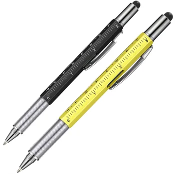 Plastic Two-Head Screwdriver Ruler Level Touch Stylus 6 in 1 Multifunction Tool Ball Pen With Print Logo Ball for Gifts
