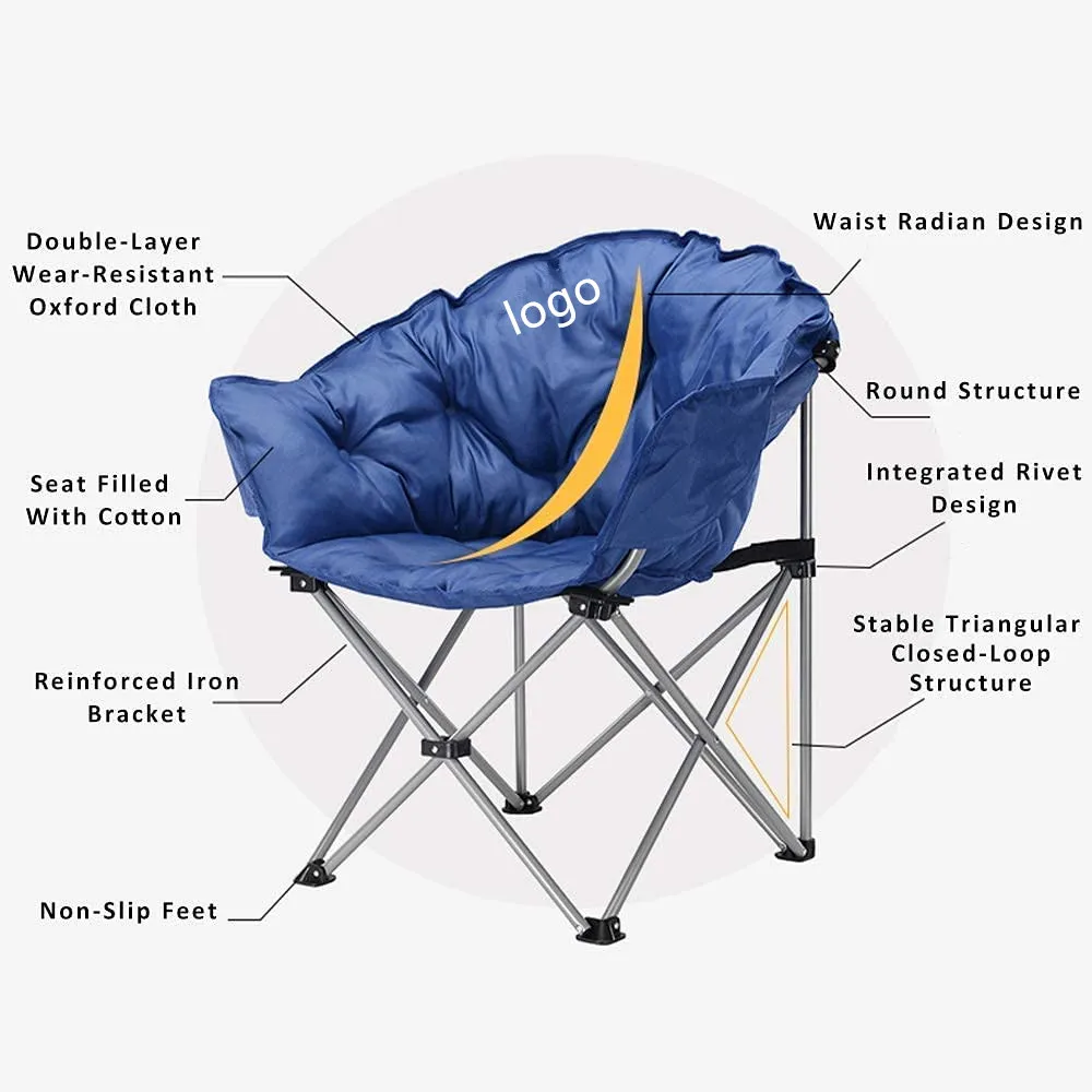 Woqi Outdoor Camping Moon Chair Folding Chair with Cup Holder and Back Pocket Supports up to 150 KG for Parks
