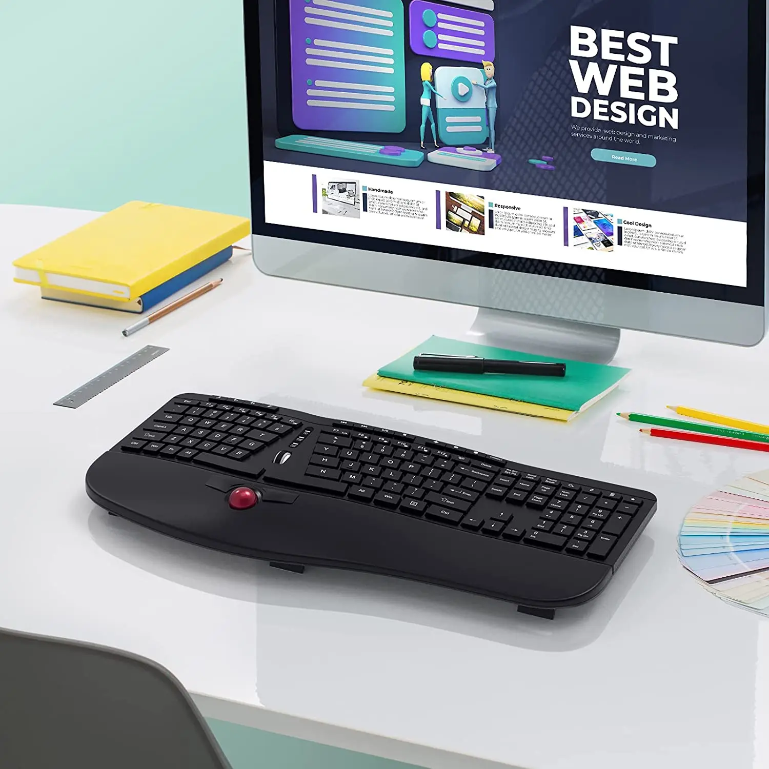 Factory New Removable Trackball Wireless Ergonomic Keyboard with