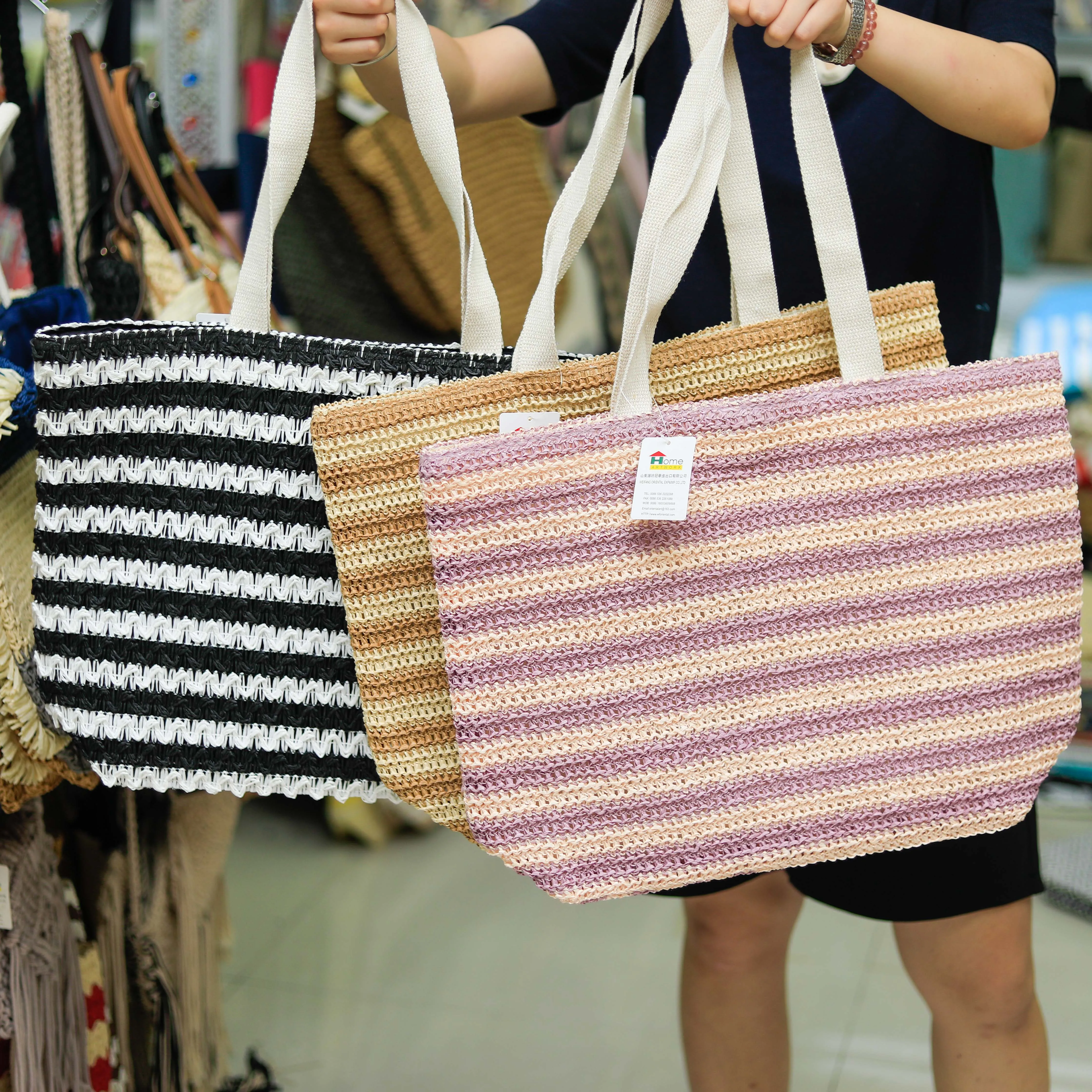 Straw-Paper Crochet Tote Bag for Women