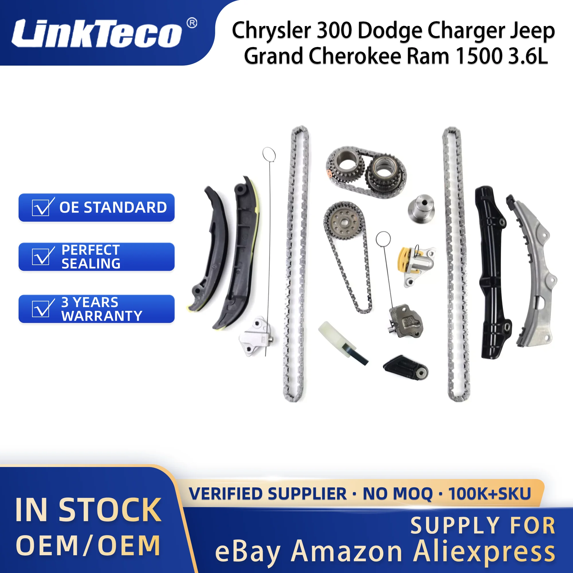 Linkteco Timing Chain Kit for Chrysler 300 Dodge Journey Charger Jeep Grand Cherokee Ram 1500 3.6L Pentastar 2011-2015 5047790AA