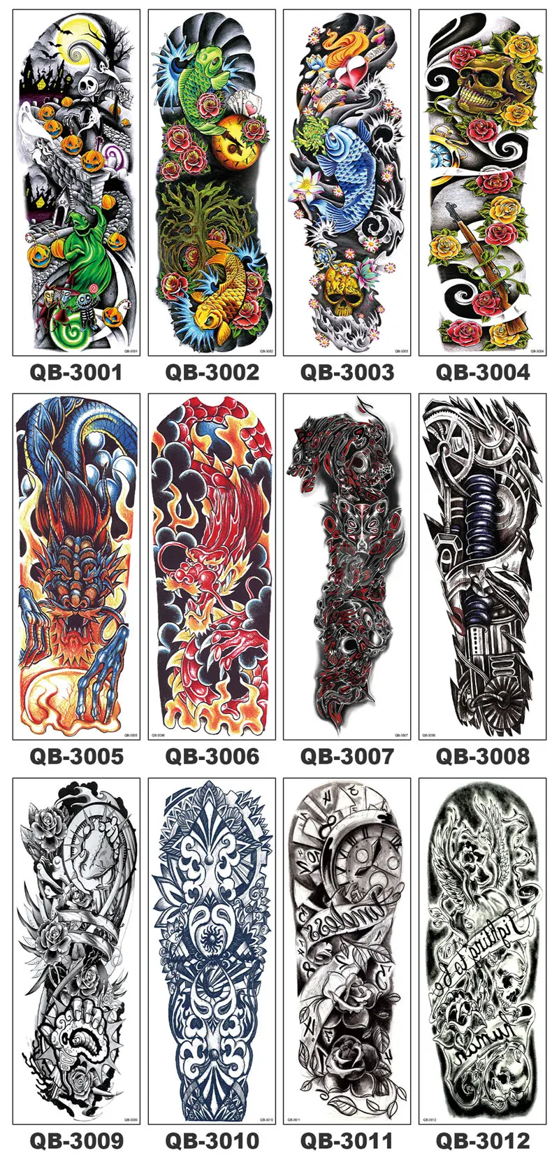 Full Arm Temporary Tattoo Stickers - Waterproof & Customizable