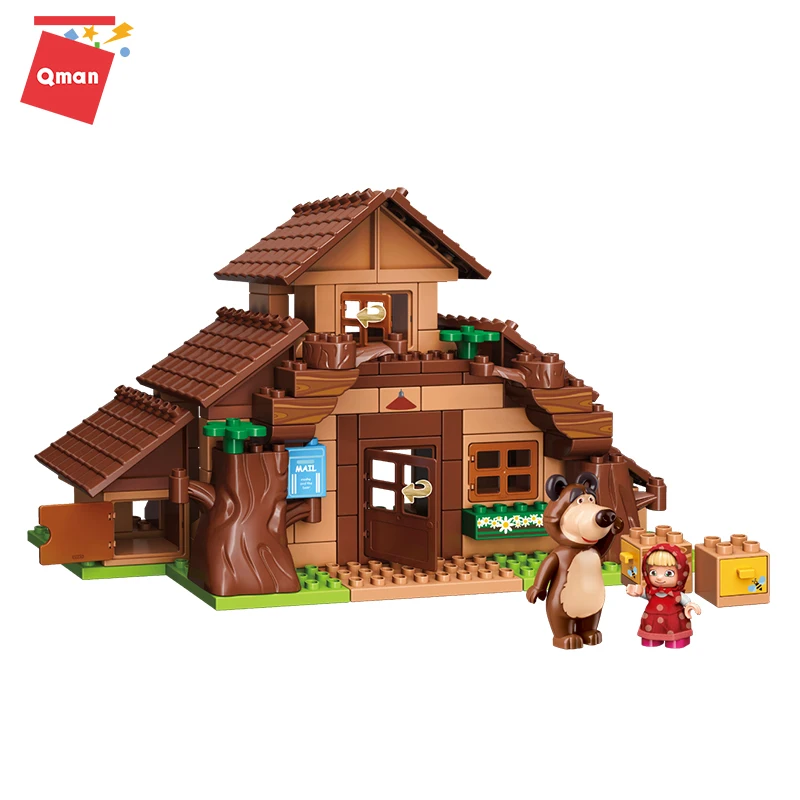 masha and the bear building blocks house set