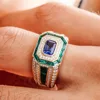 Bague en or jaune 18 carats avec pierre précieuse de laboratoire