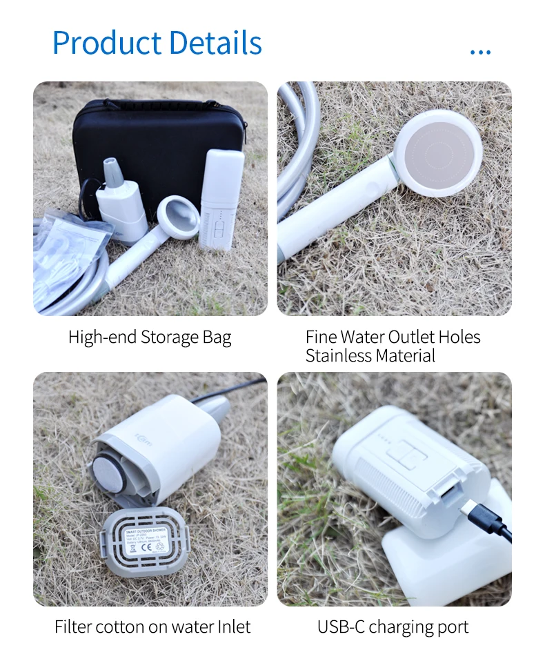 Portable Shower Pump,Usb Rechargeable Waterproof Camping Shower Caravan ...