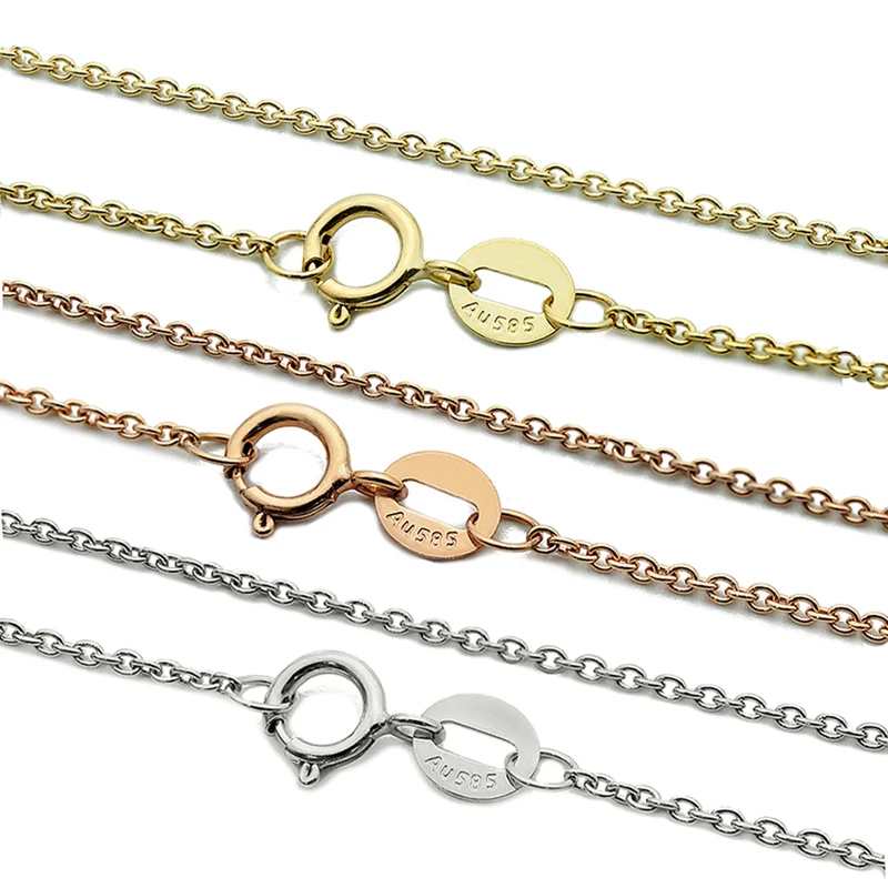 Real 14k Solid Gold 1mm Thin Cable Link 