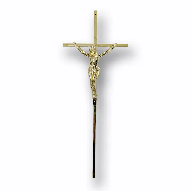 Funeral Crucifix and Cross 8047 in Metal Material and Antique Brass Color for Wooden Coffin and Casket
