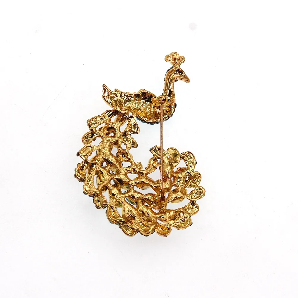 Stylish and Elegant Colored Rhinestone Peacock Brooch Pins Animal Brooches for Women Wedding Party Costume Jewelry