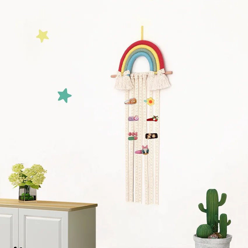 Organizer Per Fiocchi E Fasce Per Capelli NICENEEDED: Appendiabiti Decorativo A Forma Di Arcobaleno Con Nappe, Per La Cameretta Delle Bambine (75x30 Cm)