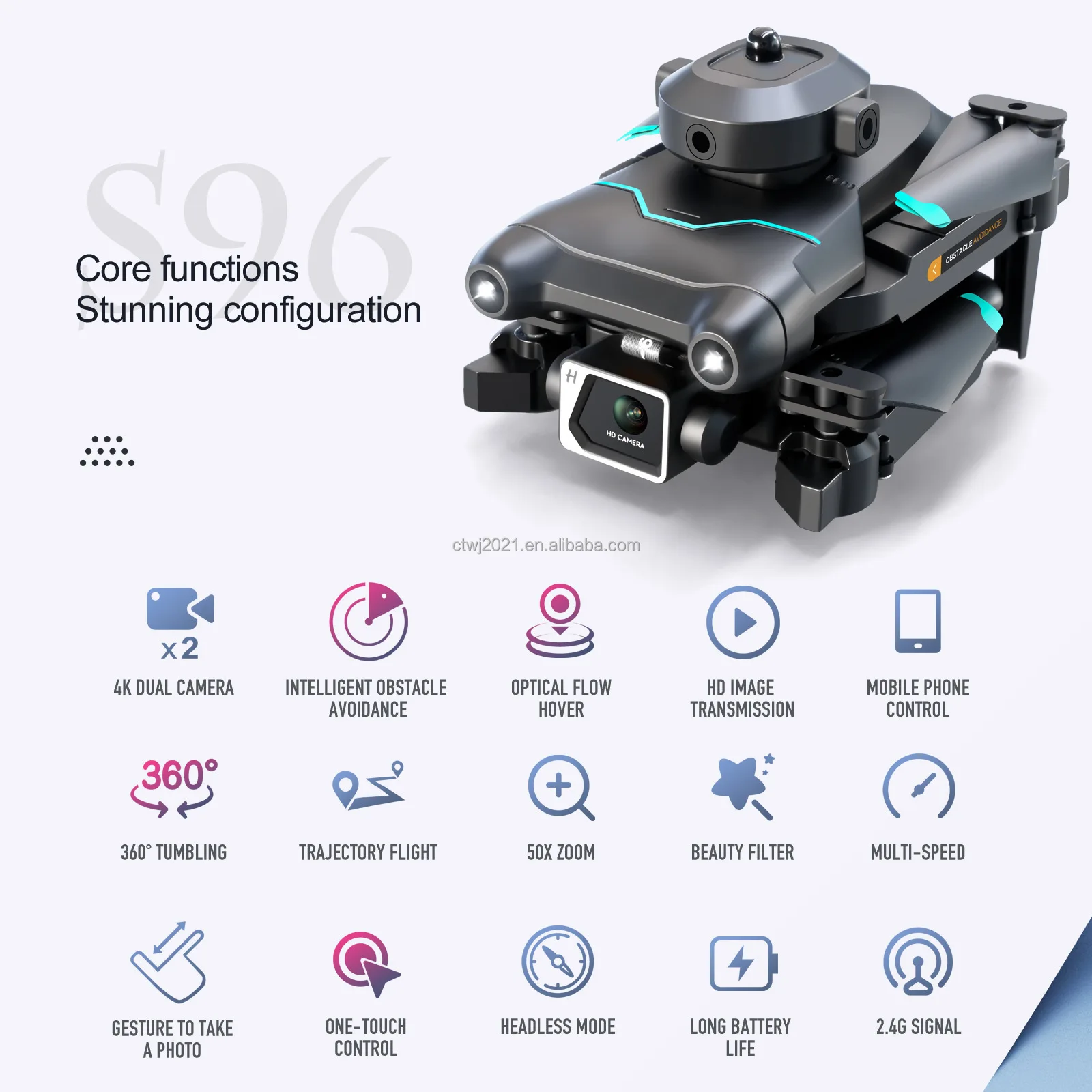 New S96 Mini Drone 4k Profesional Hd Camera With Fpv Dron Rc Plane ...